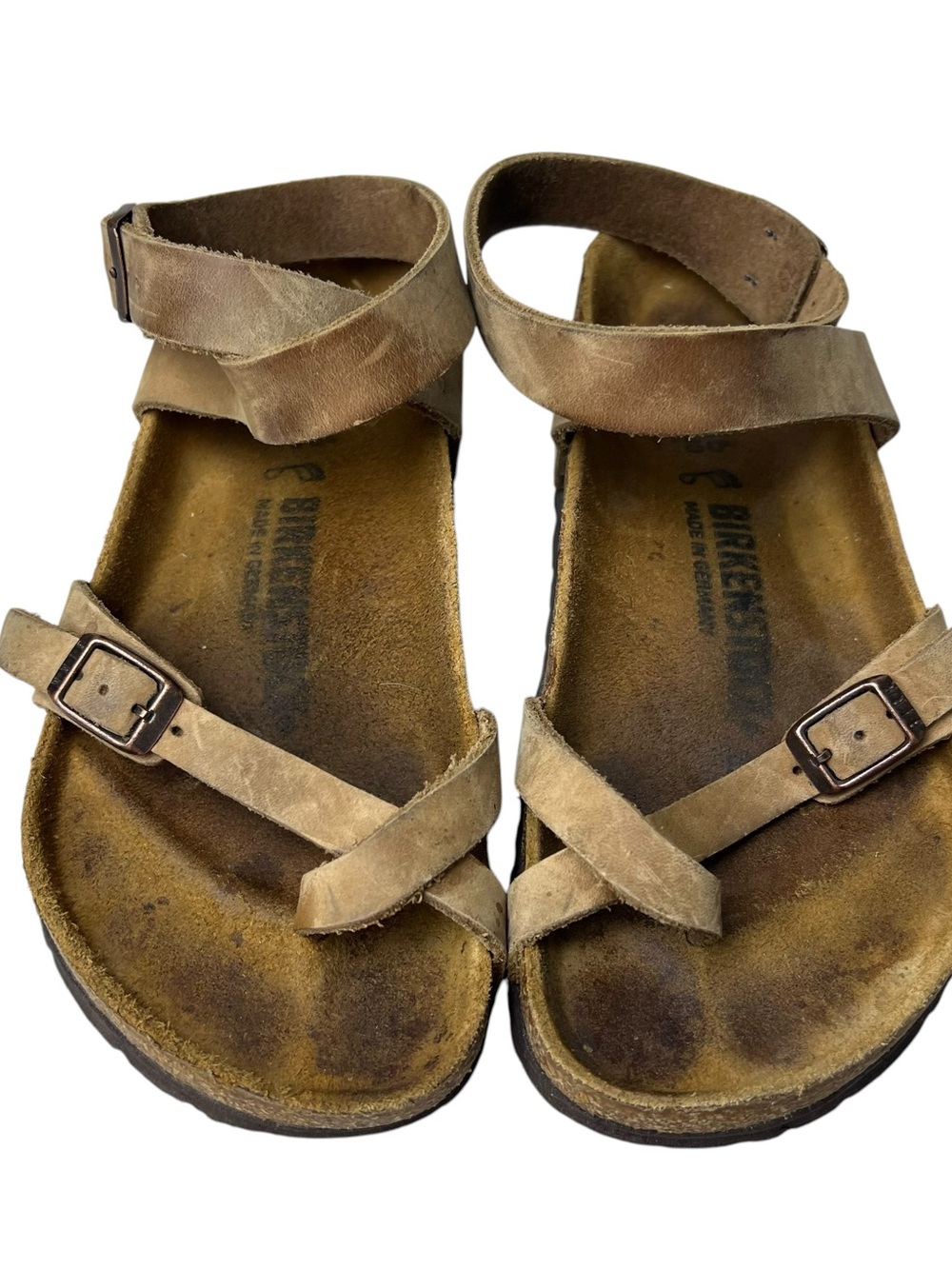 Birkenstock Yara Strappy Size 36 (5-5.5) Brown Suede Ankle Strap Leather Sandals - Picture 12 of 15